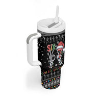 Six Seven Funny Skeleton Fingers Christmas Tumbler With Handle Creepy Santa Skeleton Hands - Wonder Print Shop