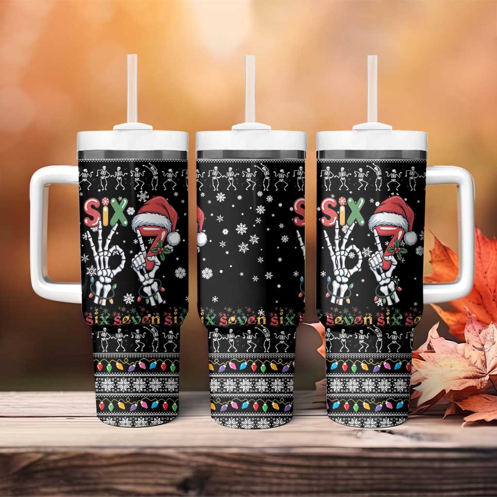 Six Seven Funny Skeleton Fingers Christmas Tumbler With Handle Creepy Santa Skeleton Hands - Wonder Print Shop