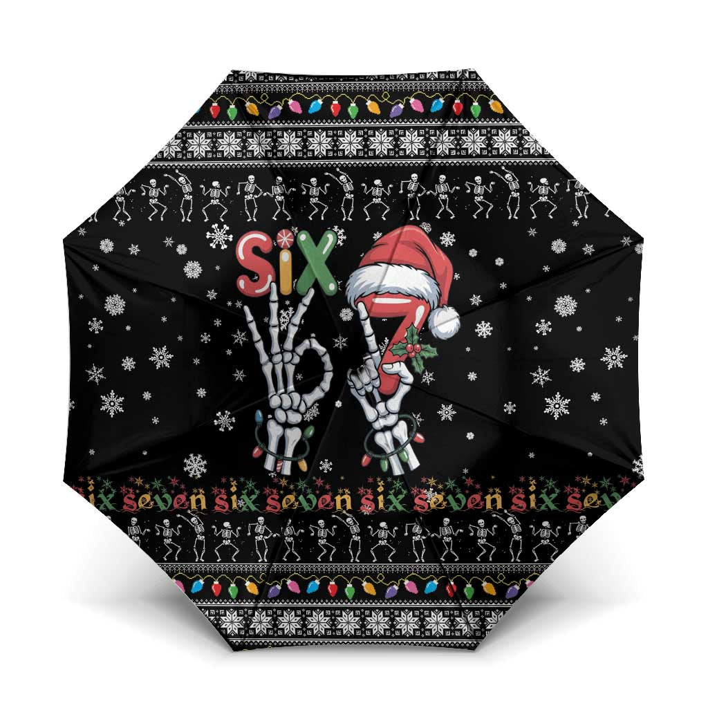 Six Seven Funny Skeleton Fingers Christmas Umbrella Creepy Santa Skeleton Hands - Wonder Print Shop