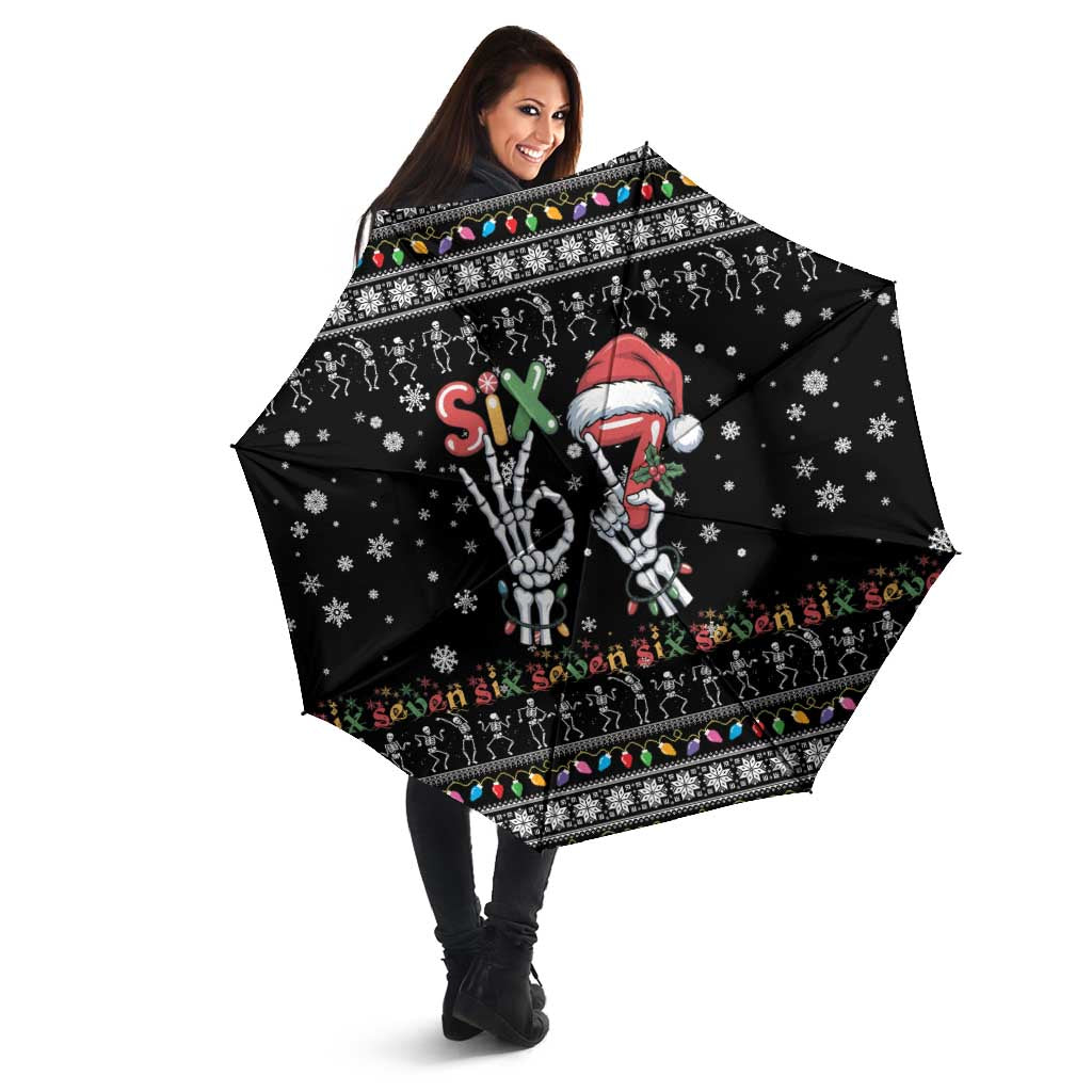 Six Seven Funny Skeleton Fingers Christmas Umbrella Creepy Santa Skeleton Hands - Wonder Print Shop