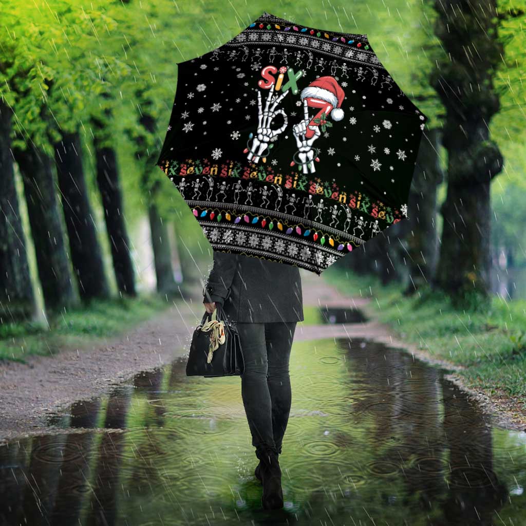 Six Seven Funny Skeleton Fingers Christmas Umbrella Creepy Santa Skeleton Hands - Wonder Print Shop