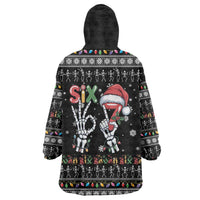 Six Seven Funny Skeleton Fingers Christmas Wearable Blanket Hoodie Creepy Santa Skeleton Hands - Wonder Print Shop