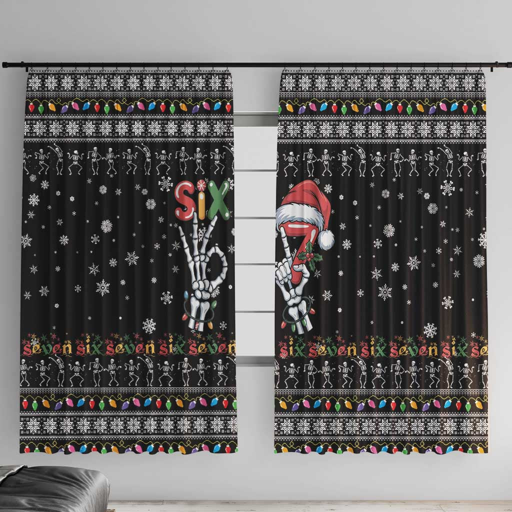 Six Seven Funny Skeleton Fingers Christmas Window Curtain Creepy Santa Skeleton Hands - Wonder Print Shop