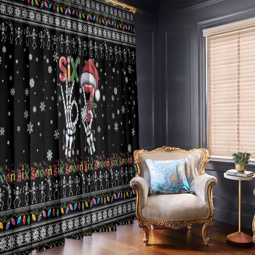 Six Seven Funny Skeleton Fingers Christmas Window Curtain Creepy Santa Skeleton Hands - Wonder Print Shop