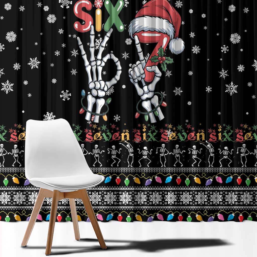 Six Seven Funny Skeleton Fingers Christmas Window Curtain Creepy Santa Skeleton Hands - Wonder Print Shop