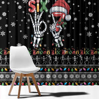 Six Seven Funny Skeleton Fingers Christmas Window Curtain Creepy Santa Skeleton Hands - Wonder Print Shop