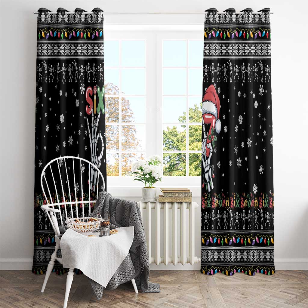 Six Seven Funny Skeleton Fingers Christmas Window Curtain Creepy Santa Skeleton Hands - Wonder Print Shop