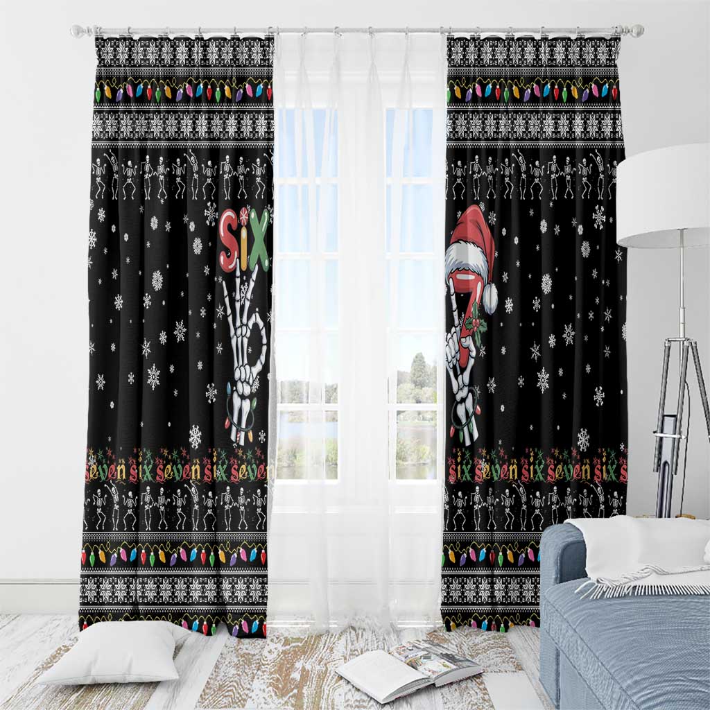 Six Seven Funny Skeleton Fingers Christmas Window Curtain Creepy Santa Skeleton Hands - Wonder Print Shop