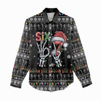 Six Seven Funny Skeleton Fingers Christmas Women Casual Shirt Creepy Santa Skeleton Hands - Wonder Print Shop