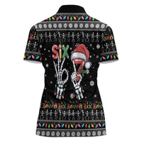 Six Seven Funny Skeleton Fingers Christmas Women Polo Shirt Creepy Santa Skeleton Hands - Wonder Print Shop