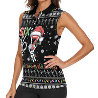 Six Seven Funny Skeleton Fingers Christmas Women Sleeveless Polo Shirt Creepy Santa Skeleton Hands - Wonder Print Shop