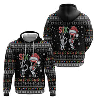 Six Seven Funny Skeleton Fingers Christmas Zip Hoodie Creepy Santa Skeleton Hands - Wonder Print Shop