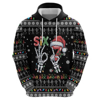 Six Seven Funny Skeleton Fingers Christmas Zip Hoodie Creepy Santa Skeleton Hands - Wonder Print Shop