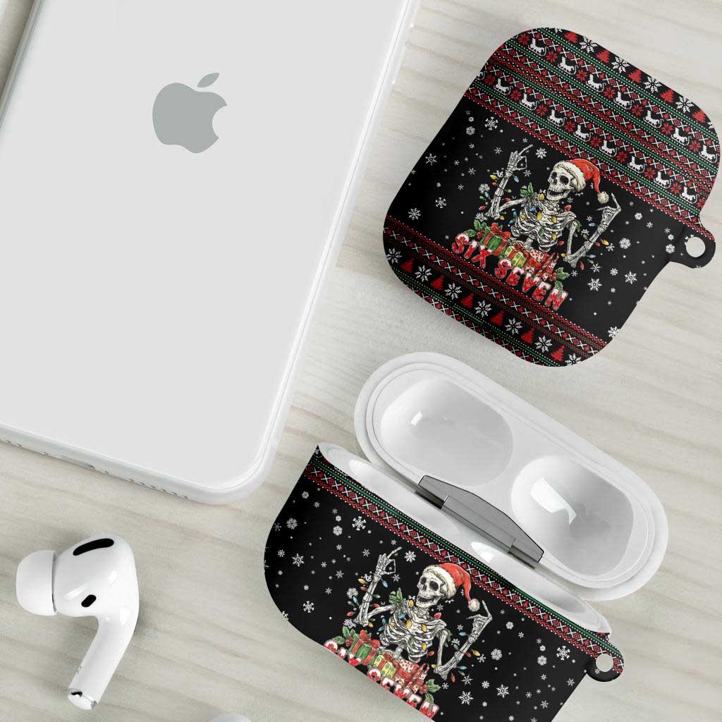Six Seven Santa Skeleton AirPods Case Funny Christmas Skull - Wonder Print Shop