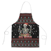 Six Seven Santa Skeleton Apron Funny Christmas Skull - Wonder Print Shop