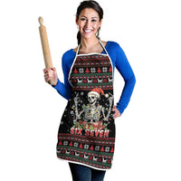 Six Seven Santa Skeleton Apron Funny Christmas Skull - Wonder Print Shop