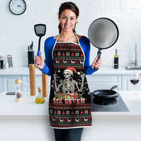 Six Seven Santa Skeleton Apron Funny Christmas Skull - Wonder Print Shop