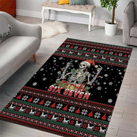 Six Seven Santa Skeleton Area Rug Funny Christmas Skull - Wonder Print Shop