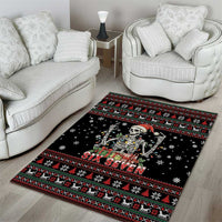Six Seven Santa Skeleton Area Rug Funny Christmas Skull - Wonder Print Shop