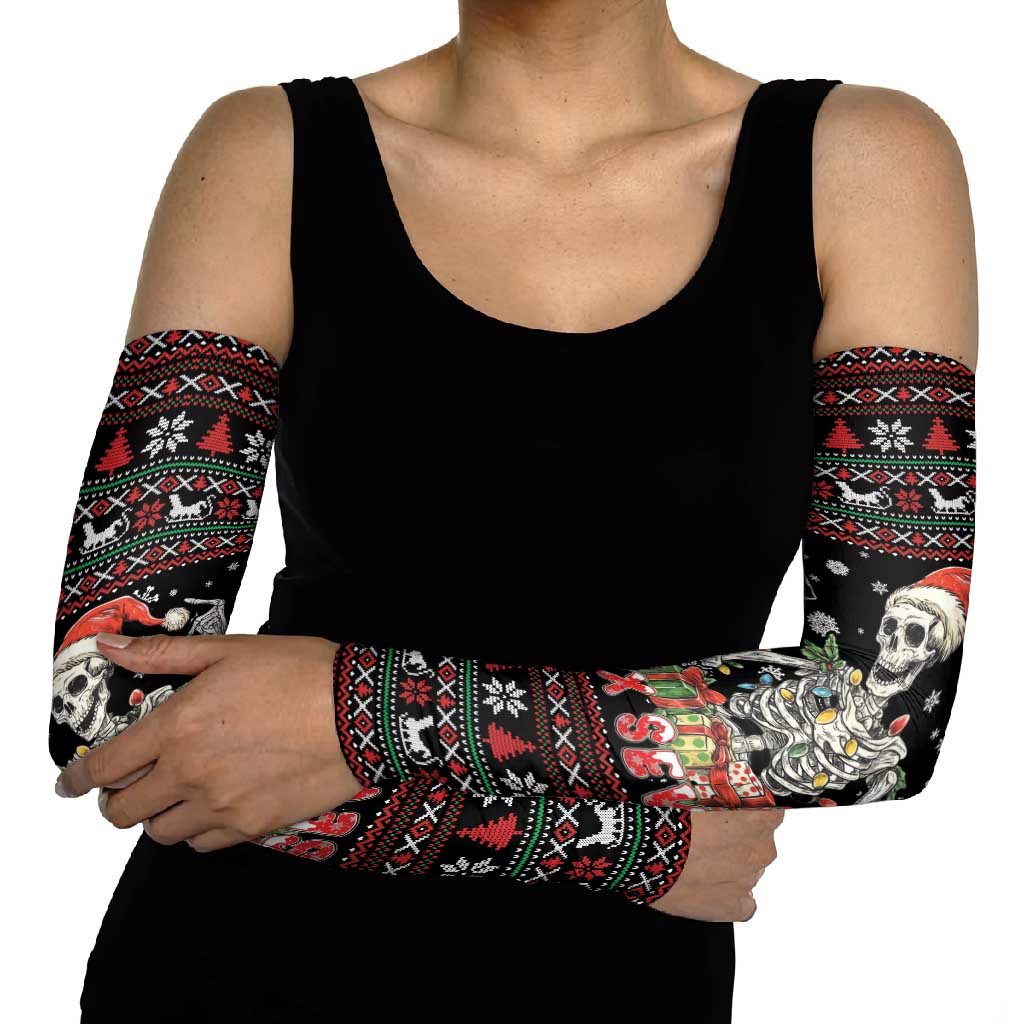 Six Seven Santa Skeleton Arm Sleeves Funny Christmas Skull - Wonder Print Shop