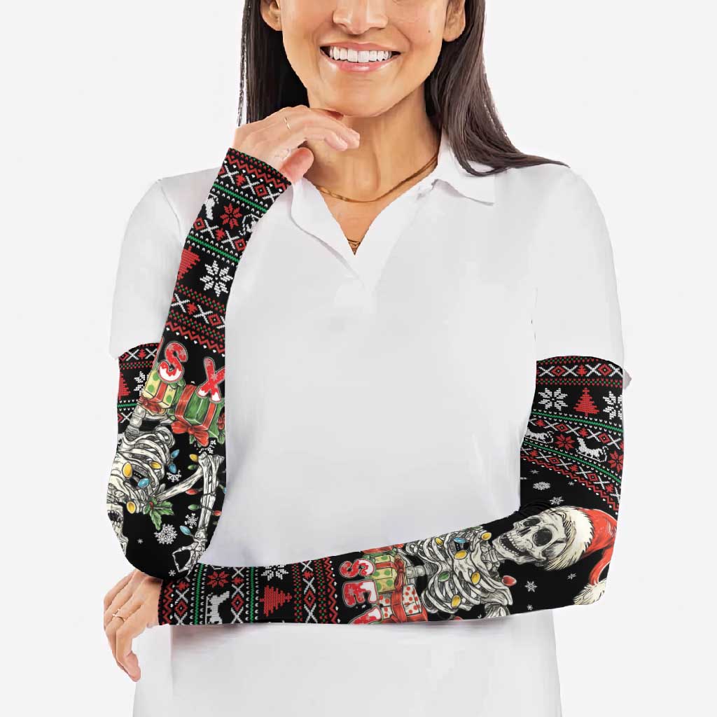 Six Seven Santa Skeleton Arm Sleeves Funny Christmas Skull - Wonder Print Shop