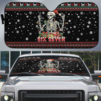 Six Seven Santa Skeleton Auto Sun Shade Funny Christmas Skull - Wonder Print Shop