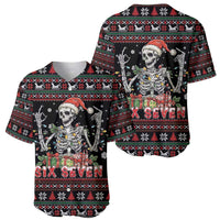 Six Seven Santa Skeleton Baseball Jersey Funny Christmas Skull - Wonder Print Shop