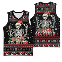 Six Seven Santa Skeleton Basketball Jersey Funny Christmas Skull - Wonder Print Shop
