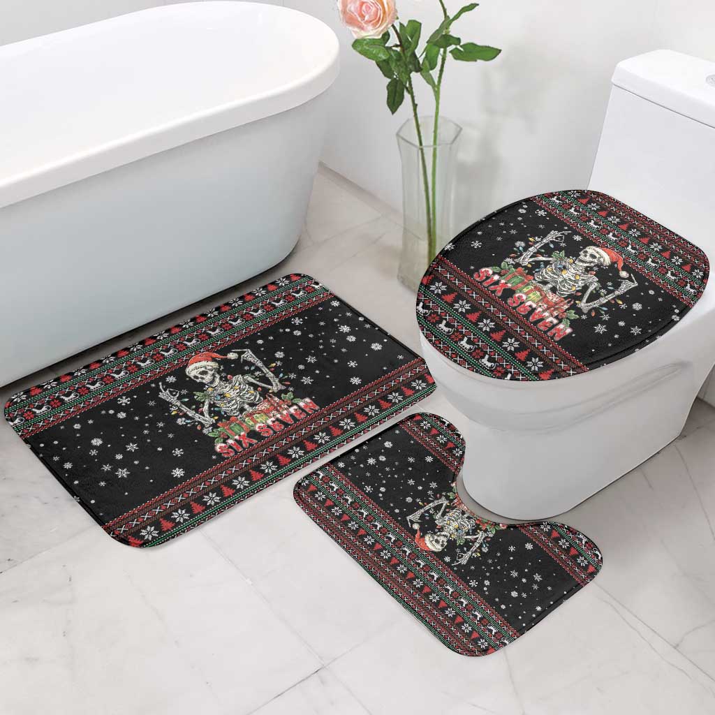 Six Seven Santa Skeleton Bathroom Set Funny Christmas Skull - Wonder Print Shop
