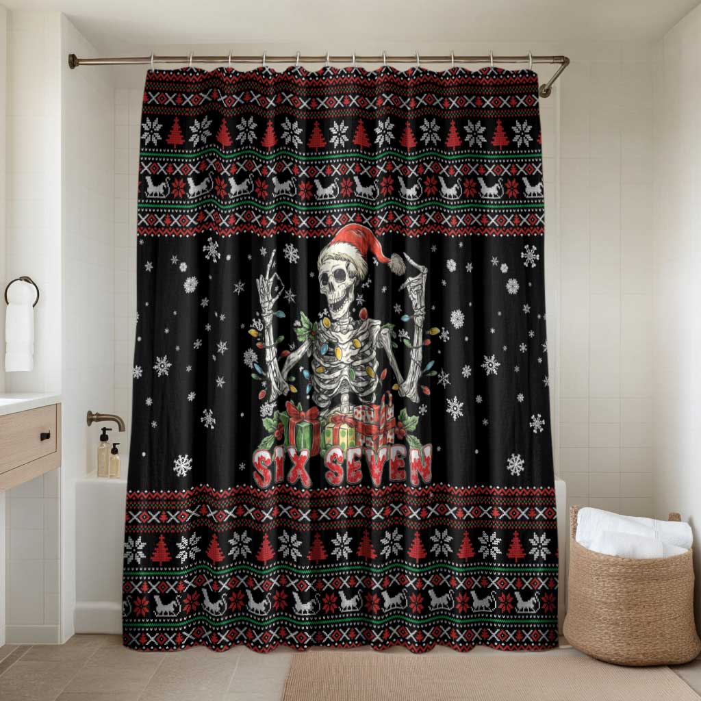 Six Seven Santa Skeleton Bathroom Set Funny Christmas Skull - Wonder Print Shop