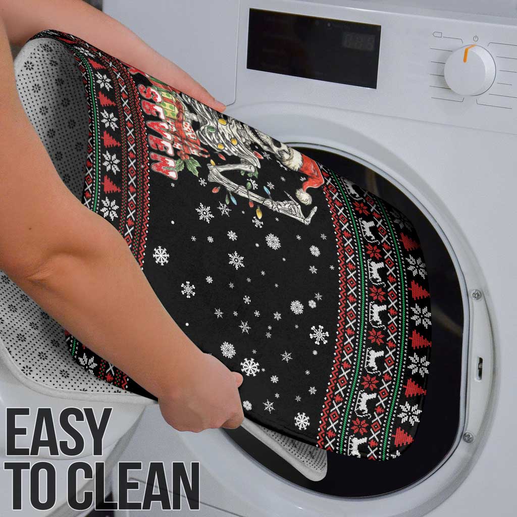 Six Seven Santa Skeleton Bathroom Set Funny Christmas Skull - Wonder Print Shop