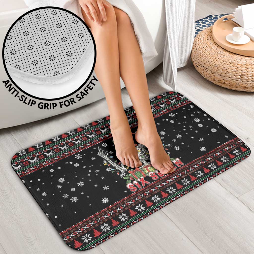 Six Seven Santa Skeleton Bathroom Set Funny Christmas Skull - Wonder Print Shop