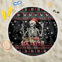 Six Seven Santa Skeleton Beach Blanket Funny Christmas Skull - Wonder Print Shop