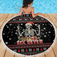 Six Seven Santa Skeleton Beach Blanket Funny Christmas Skull - Wonder Print Shop
