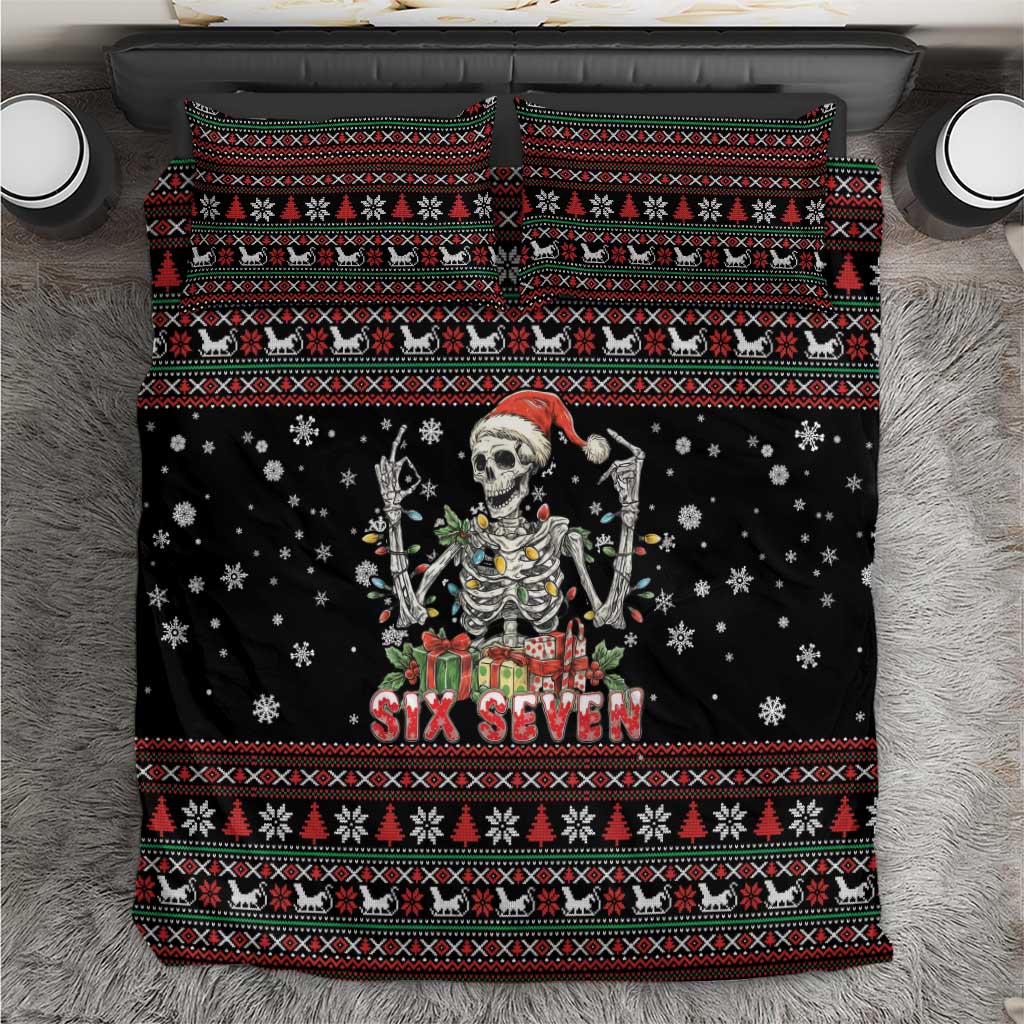 Six Seven Santa Skeleton Bedding Set Funny Christmas Skull - Wonder Print Shop