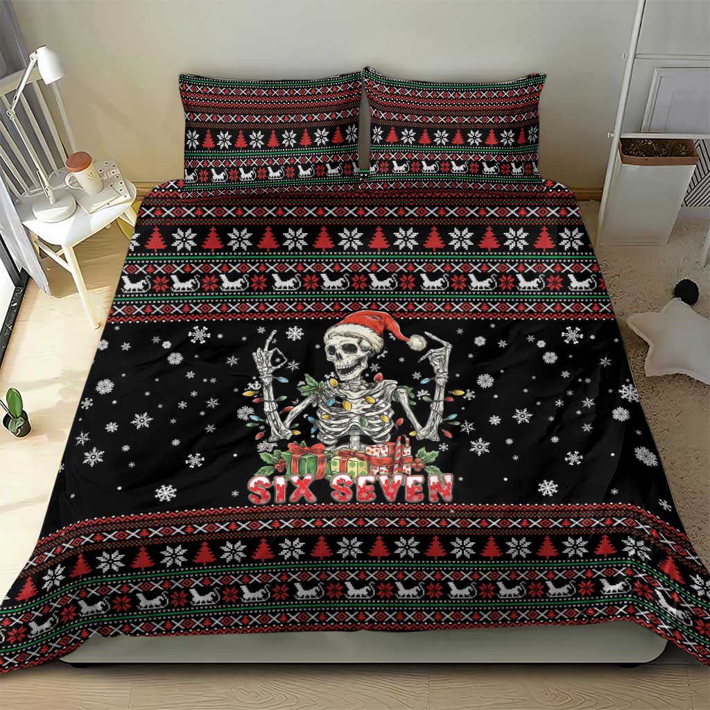 Six Seven Santa Skeleton Bedding Set Funny Christmas Skull - Wonder Print Shop