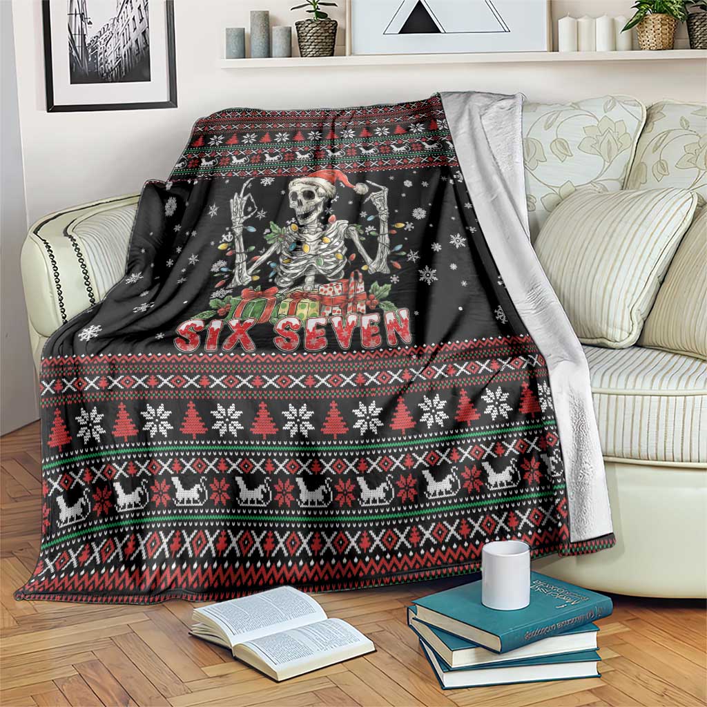 Six Seven Santa Skeleton Blanket Funny Christmas Skull - Wonder Print Shop