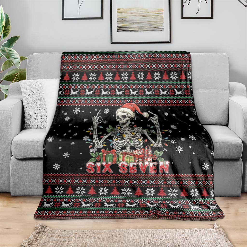 Six Seven Santa Skeleton Blanket Funny Christmas Skull - Wonder Print Shop