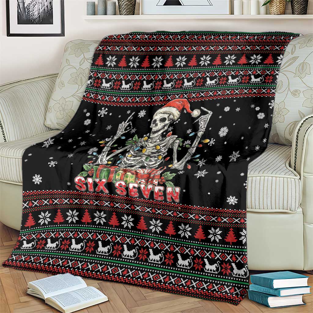 Six Seven Santa Skeleton Blanket Funny Christmas Skull - Wonder Print Shop