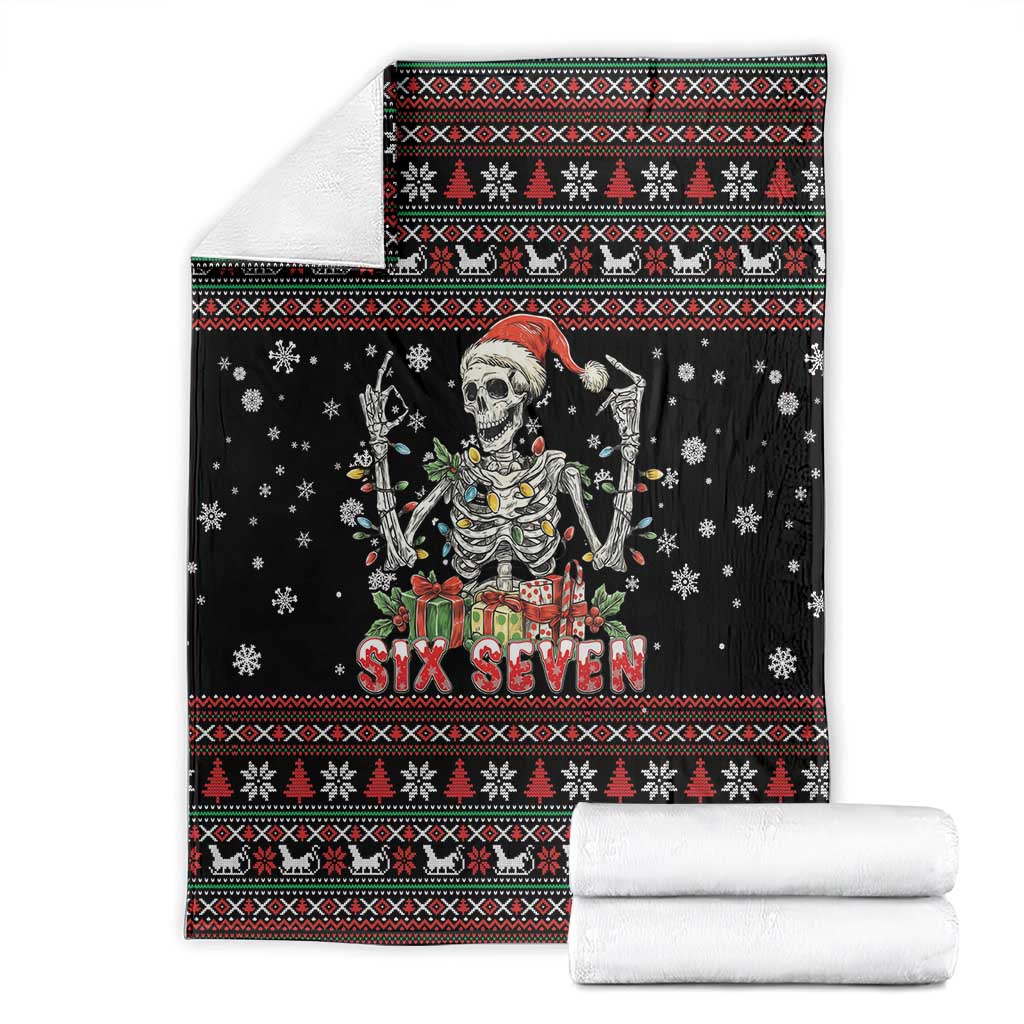 Six Seven Santa Skeleton Blanket Funny Christmas Skull - Wonder Print Shop