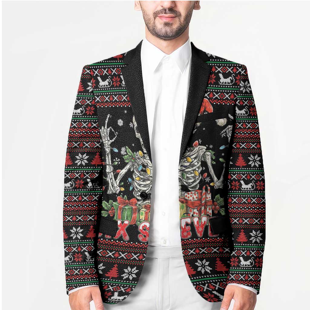 Six Seven Santa Skeleton Blazer Funny Christmas Skull - Wonder Print Shop
