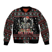 Six Seven Santa Skeleton Bomber Jacket Funny Christmas Skull - Wonder Print Shop