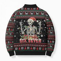 Six Seven Santa Skeleton Bomber Puffer Jacket Funny Christmas Skull - Wonder Print Shop