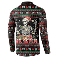 Six Seven Santa Skeleton Button Sweatshirt Funny Christmas Skull - Wonder Print Shop