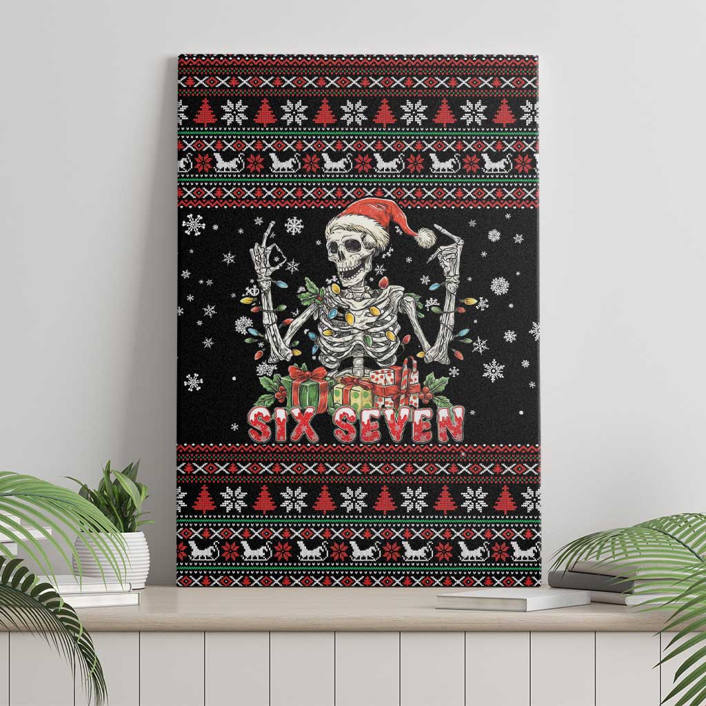 Six Seven Santa Skeleton Canvas Wall Art Funny Christmas Skull - Wonder Print Shop