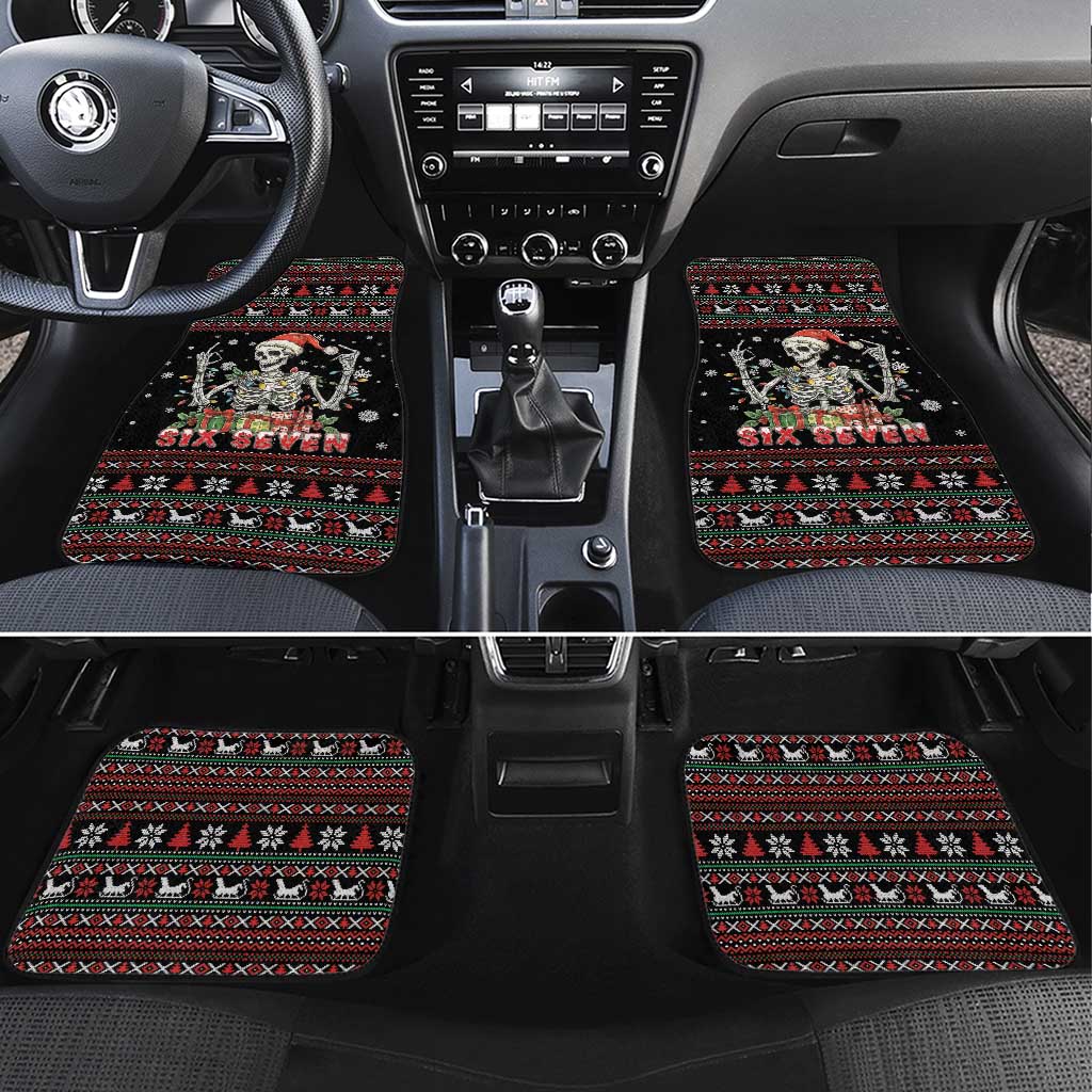 Six Seven Santa Skeleton Car Mats Funny Christmas Skull - Wonder Print Shop