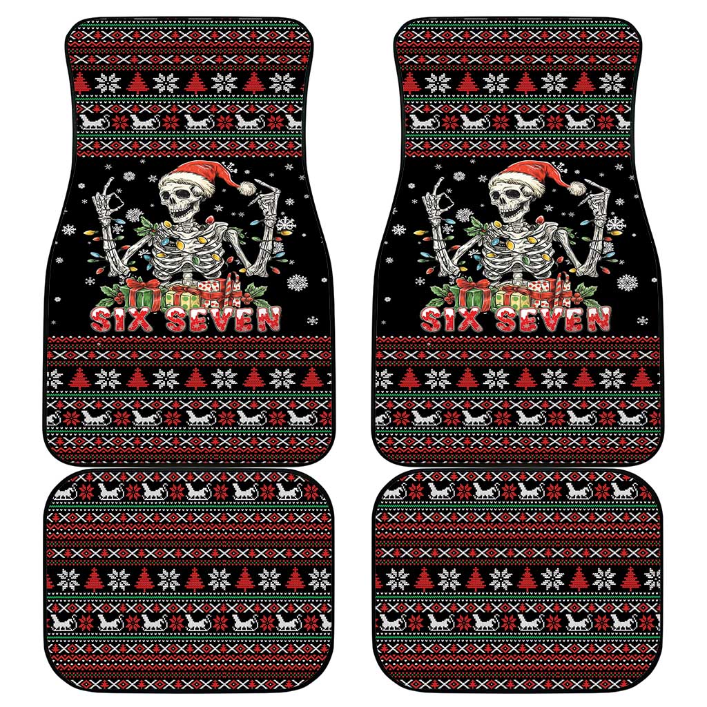 Six Seven Santa Skeleton Car Mats Funny Christmas Skull - Wonder Print Shop