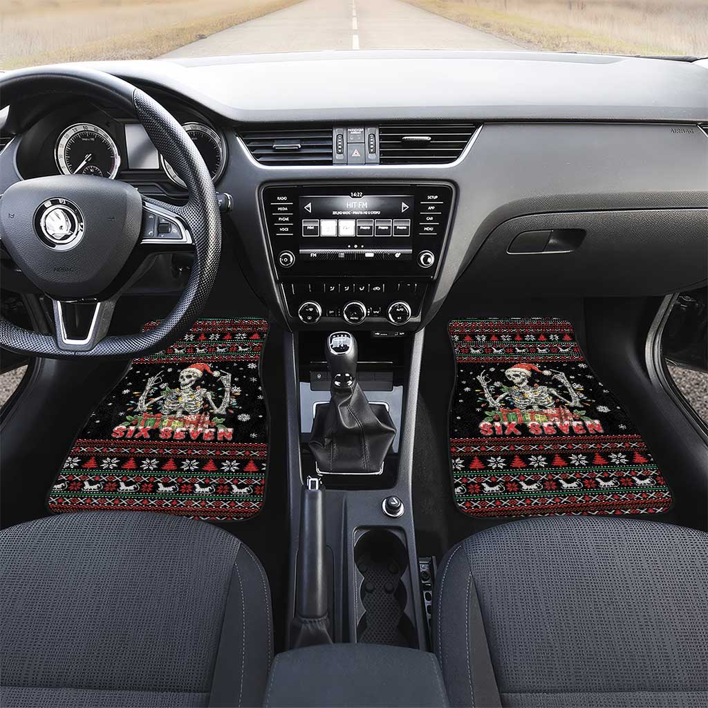 Six Seven Santa Skeleton Car Mats Funny Christmas Skull - Wonder Print Shop