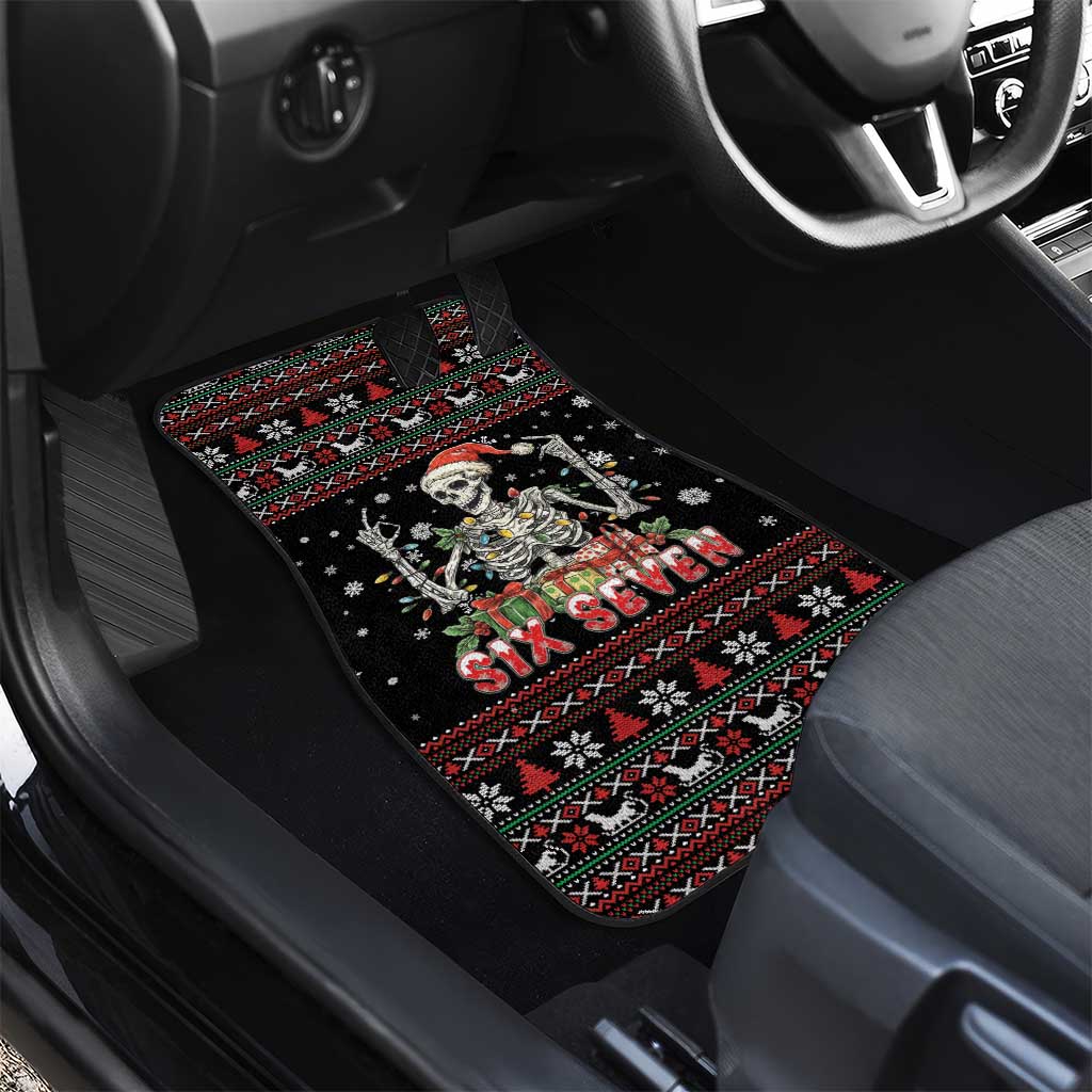 Six Seven Santa Skeleton Car Mats Funny Christmas Skull - Wonder Print Shop