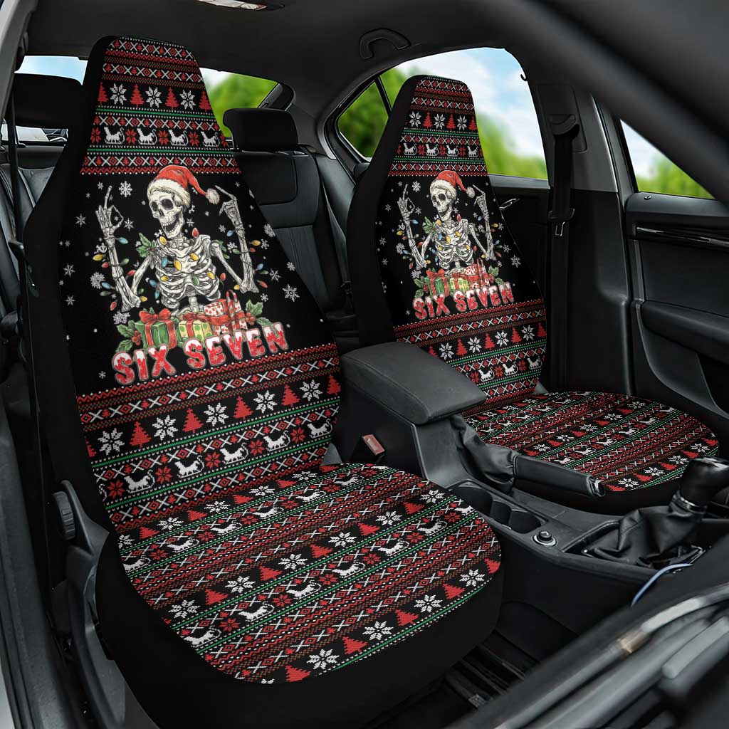 Six Seven Santa Skeleton Car Seat Cover Funny Christmas Skull - Wonder Print Shop